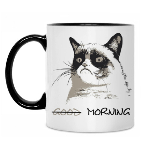 Кружка с принтом утро grampy cat