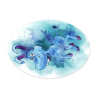 Виниловая наклейка, овал (14 х 10 см) Happy the unicorn