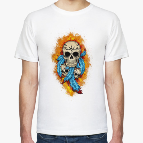 Футболка с принтом Черепа и перья