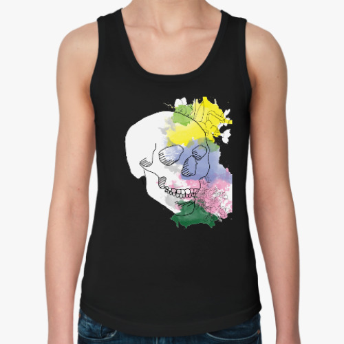 Женская майка с принтом Майский череп