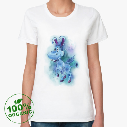 Женская футболка из органик-хлопка с принтом Happy the unicorn