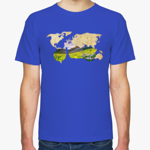 Футболка с принтом Пейзаж мотоцикла