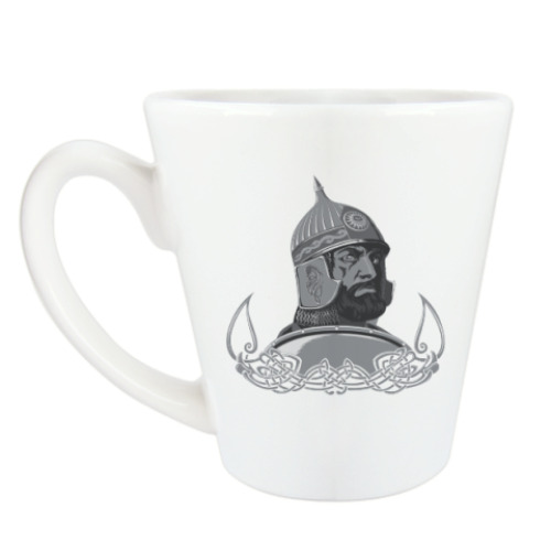 Чашка Латте с принтом витязь, воин, солдат.