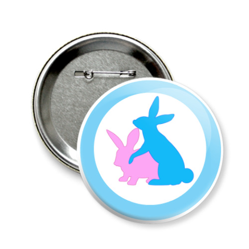 Значок 58мм с принтом  КРОЛИКИ - SPRING RABBIT