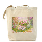 Холщовая сумка шоппер Тележка с цветами