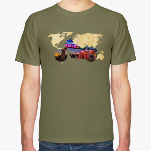 Футболка с принтом Пейзаж мотоцикла