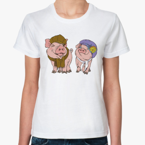 Классическая футболка с принтом Год желтой свиньи 2019