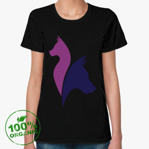 Женская футболка из органик-хлопка с принтом Cat & Dog