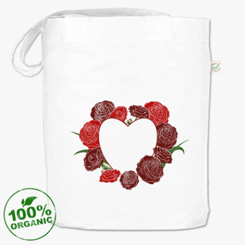 Сумка шоппер с принтом  Любовь и розы