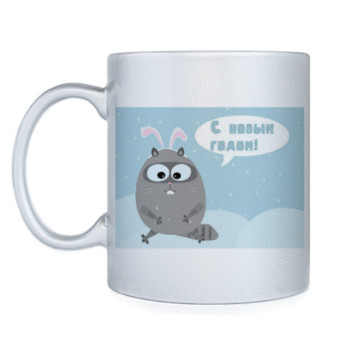 Кружка с принтом Новогодний кот.
