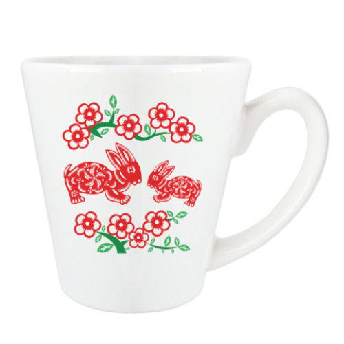 Чашка Латте с принтом Зайцы