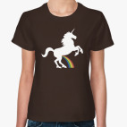 Классическая женская футболка Радужный единорог