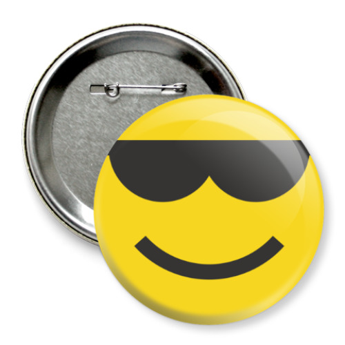 Значок 75мм с принтом Крутой Смайл