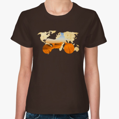 Женская футболка с принтом Мотопейзаж