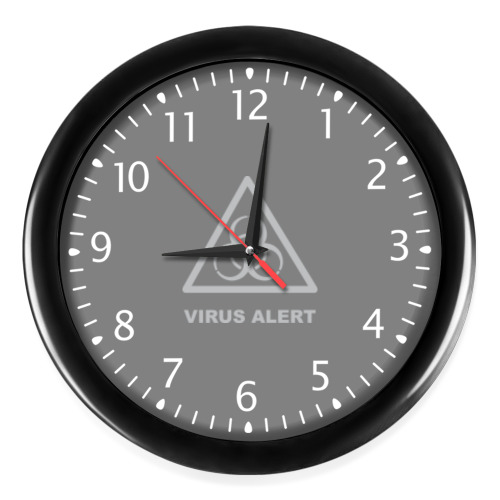 Настенные часы с принтом Virus alert. Вирусная угроза