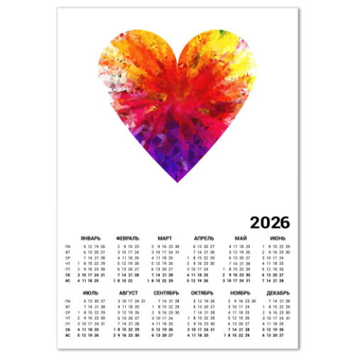 Календарь с принтом Сердечко