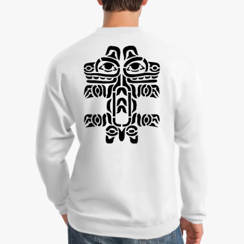 Свитшот с принтом Аляска - тотем - рыбы - двухголовый