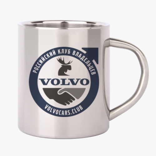 Кружка металлическая с принтом volvocarsclub
