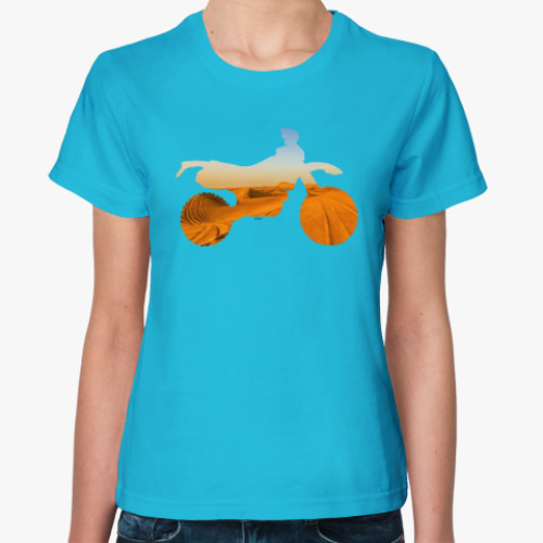 Женская футболка с принтом Мотопейзаж