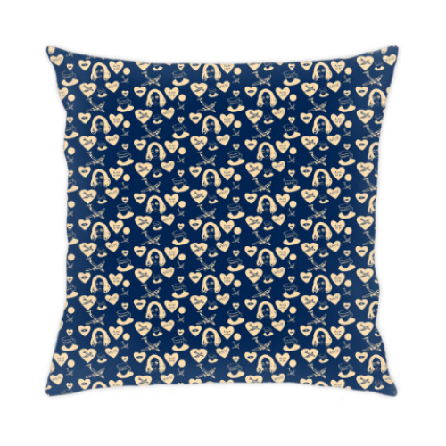 Подушка с принтом греция самолет девушка