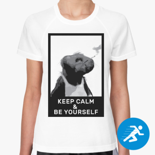 Женская спортивная футболка с принтом смешная обезьяна (Keep Calm)