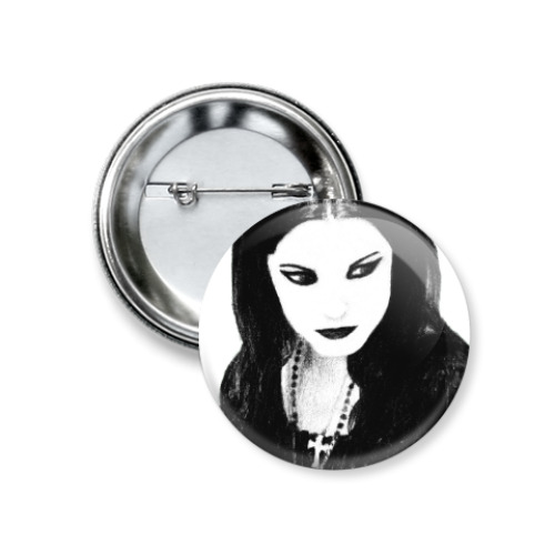 Значок 37мм с принтом Девушка гот