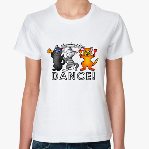 Классическая футболка с принтом Dance!