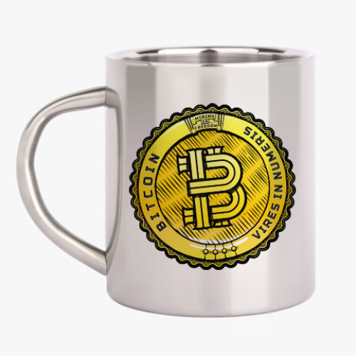 Кружка металлическая с принтом BITCOIN — VIRES IN NUMERIS