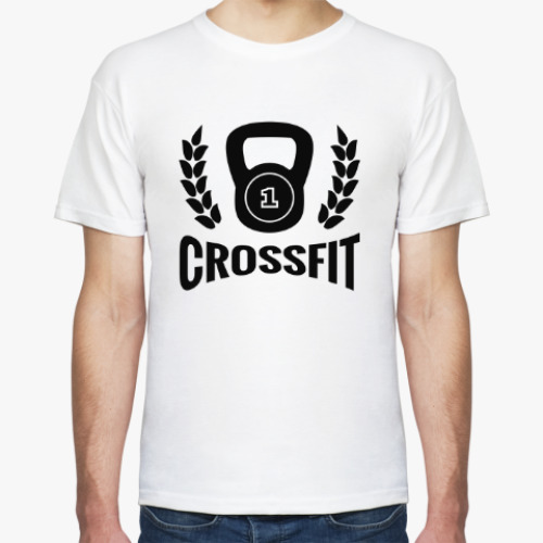 Футболка с принтом Кроссфит логотип с гирей