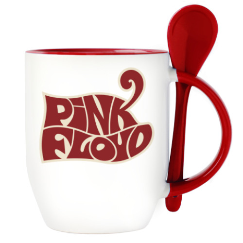 Кружка с ложкой с принтом Pink Floyd