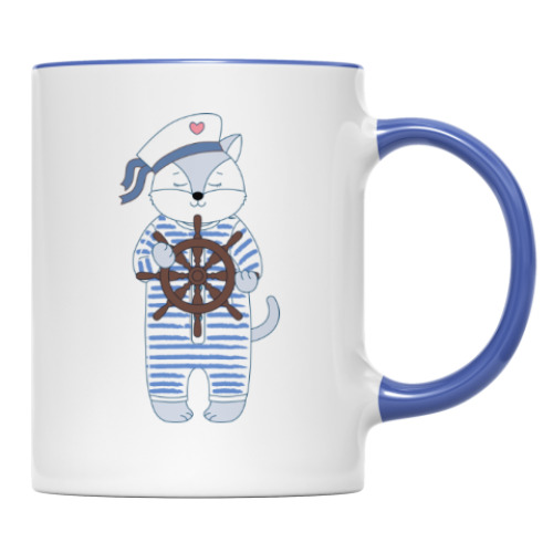 Кружка с принтом Кот-морячок