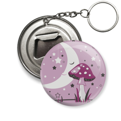 Брелок-открывашка с принтом Спящая Луна и Мухомор