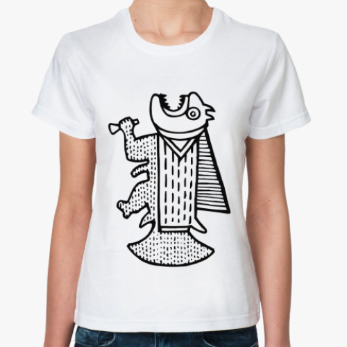 Классическая футболка с принтом  'Не золотая рыбка'