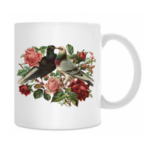 Кружка с принтом Воркующие голубки