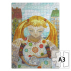 Пазл Рыжая девочка с котиком