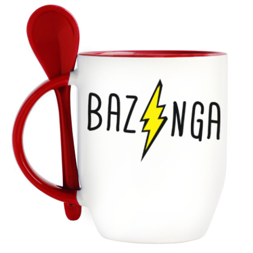 Кружка с ложкой с принтом Bazinga