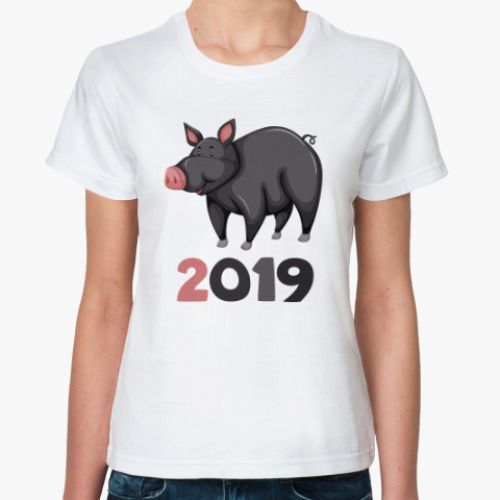 Классическая футболка с принтом Кабан 2019