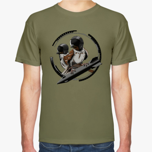 Футболка с принтом Птицы воробьи-истребители