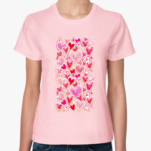 Женская футболка сердечки