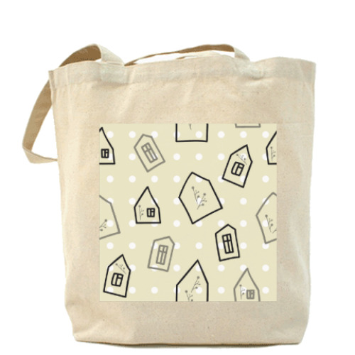 Сумка шоппер с принтом Домики