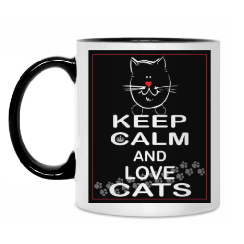 Кружка с принтом KEEP CALM AND LOVE CATS