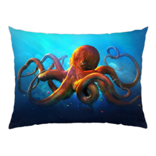 Подушка с принтом осьминог