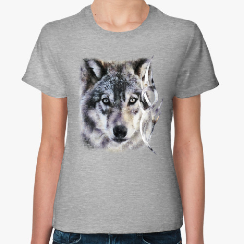 Женская футболка с принтом Волк