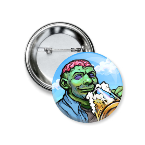 Значок 37мм с принтом Зомби