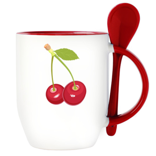 Кружка с ложкой Вишни