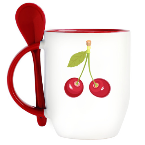 Кружка с ложкой Вишни