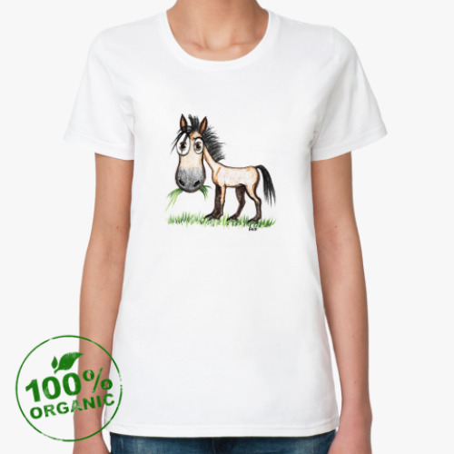 Женская футболка из органик-хлопка с принтом  Коняка-подозревака
