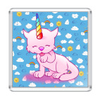 Магнит 6.5 x 6.5 см Котенок Единорог