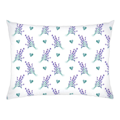Подушка с принтом Прованс: Лаванда акварель