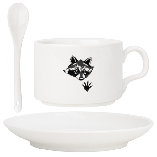 Кофейный набор с принтом енот